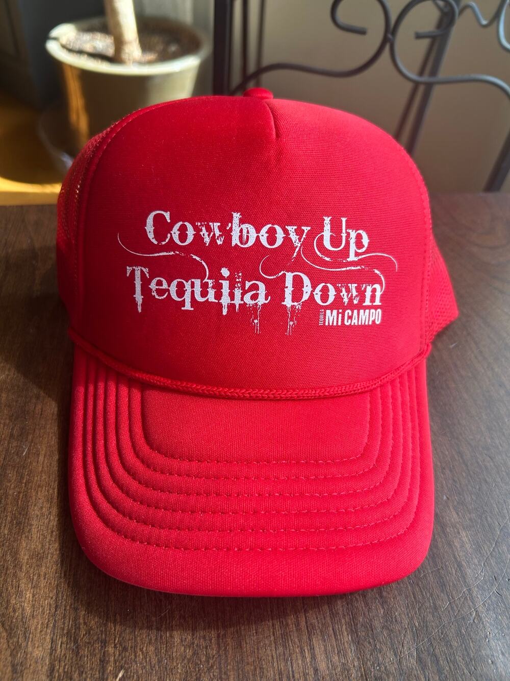 New Cowboy up tequila down Mi Campo red snapback hat